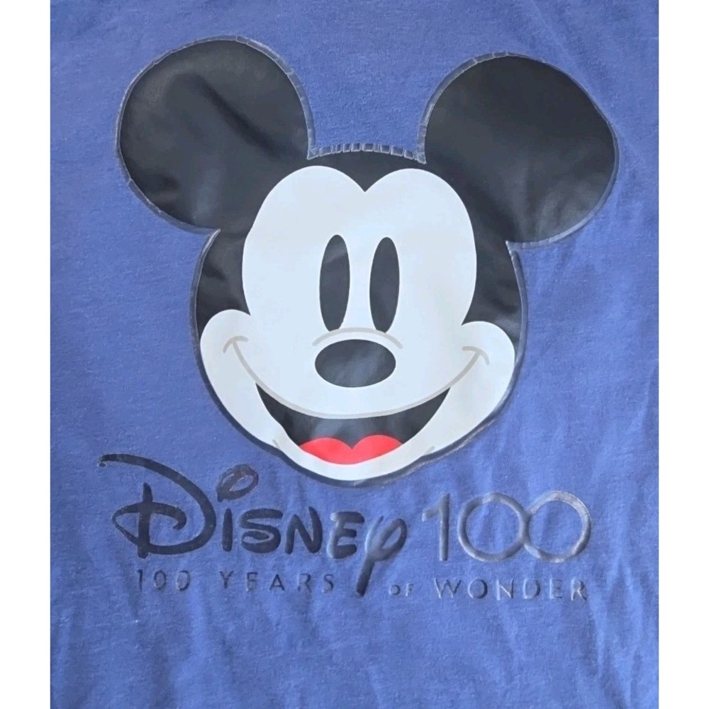 Disney 100 Mickey Mouse Blue Unisex T-Shirt Size S 60% Cotton 40% Polyester